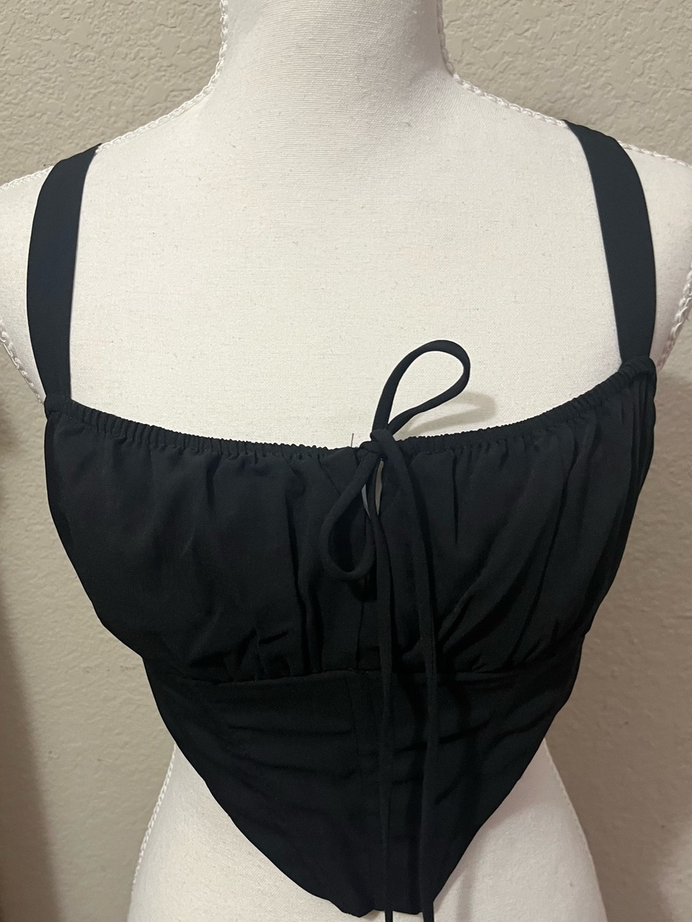 Black Crop Tie-Front Top - Women